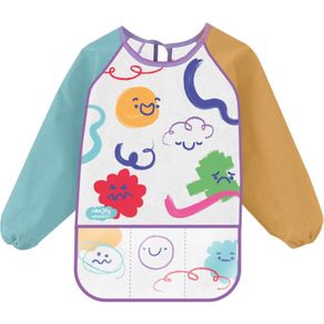 Avental Escolar Decorado Color Joy Manga Comprida com Bolso - Leonora