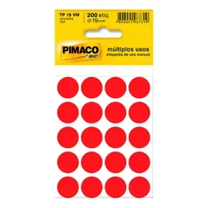 Etiqueta Adesiva Bolinhas 19mm Vermelha - Pimaco