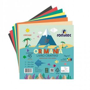 Papel Dobradura Romitec Orimania Para Origami 3 em 1 Com 45 Folhas